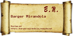 Barger Mirandola névjegykártya